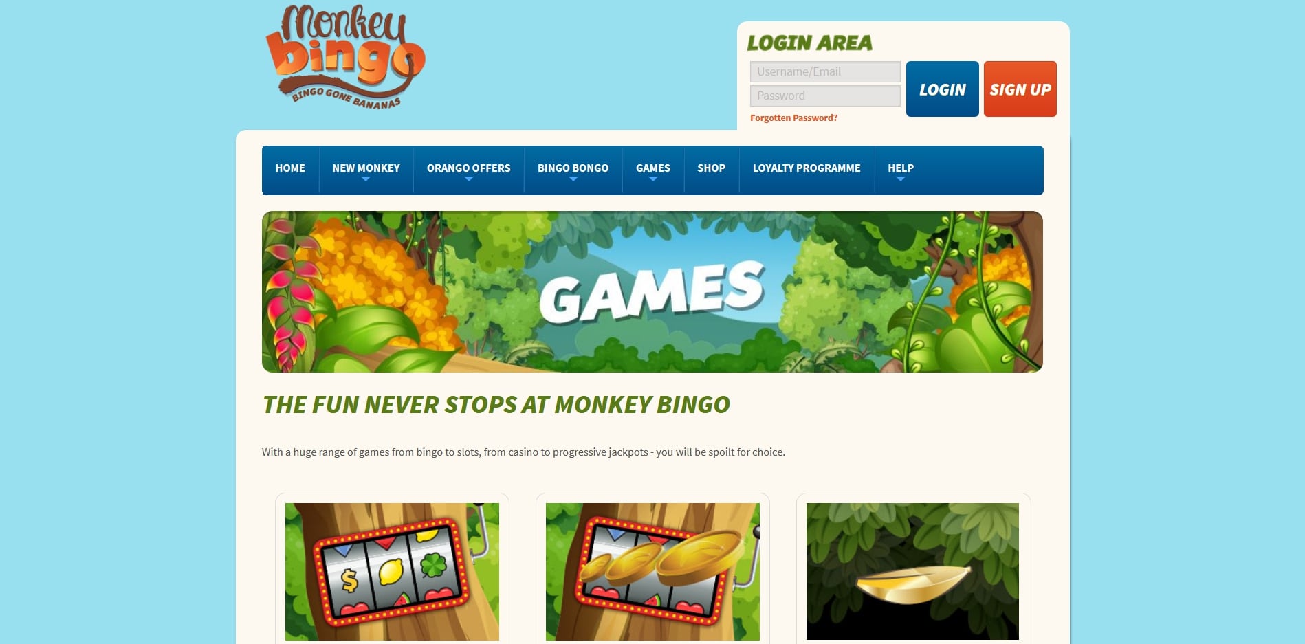 Monkey Bingo Casino Games