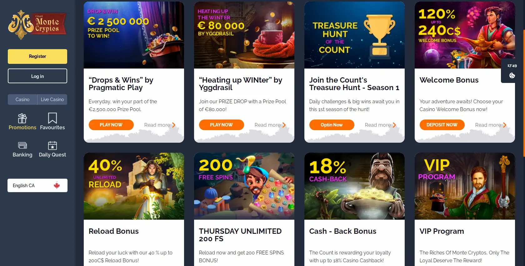 Monte Cryptos Casino No Deposit Bonus