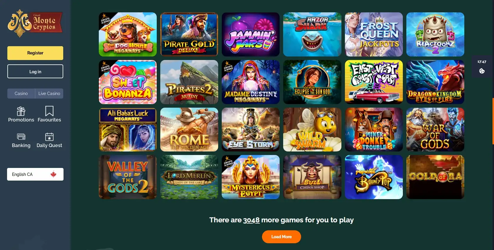 Monte Cryptos Casino Games