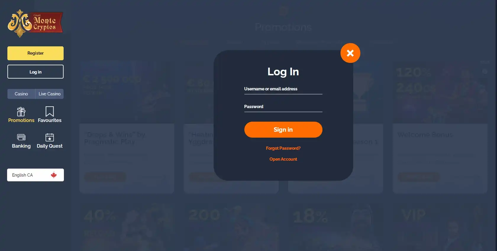 Monte Cryptos Casino Login