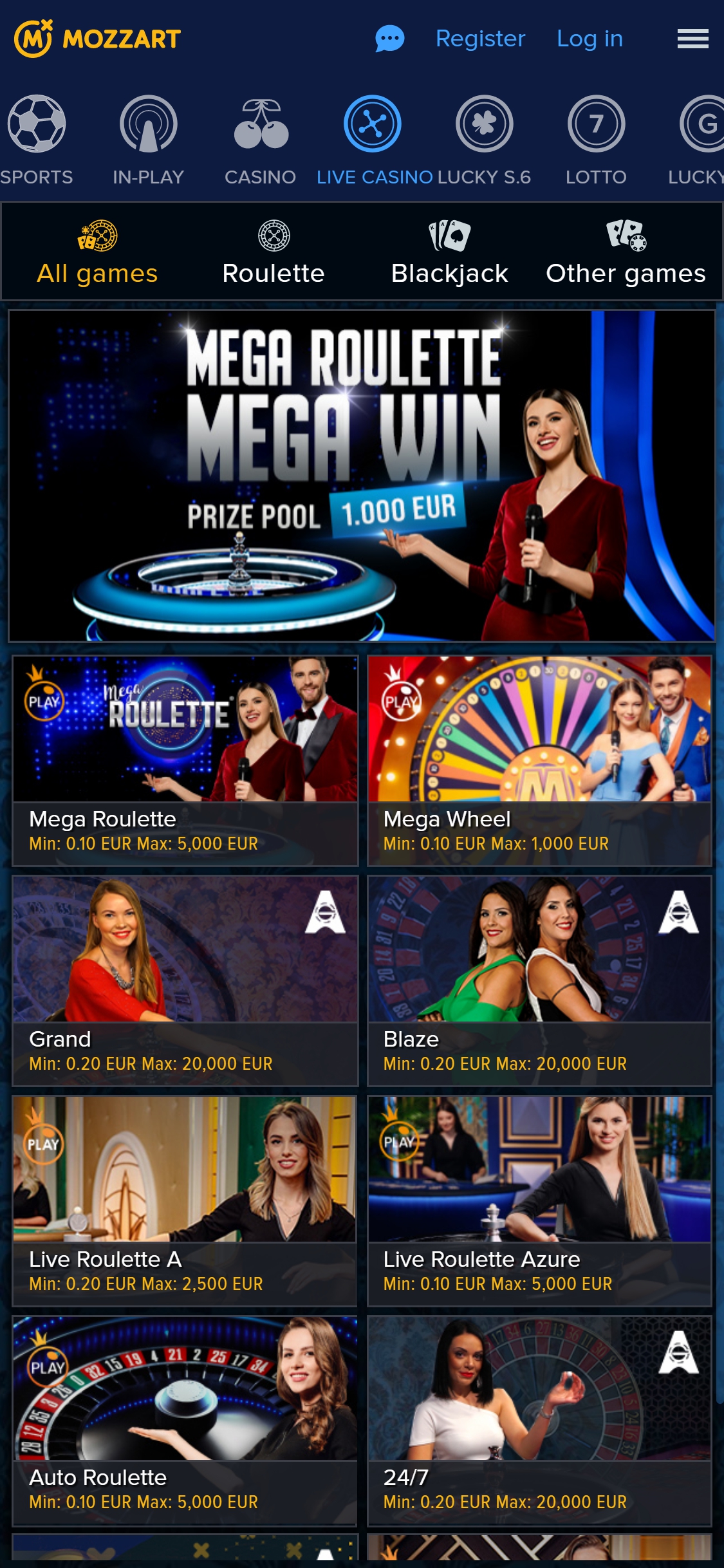Mozzart Casino Mobile Live Dealer Games Review