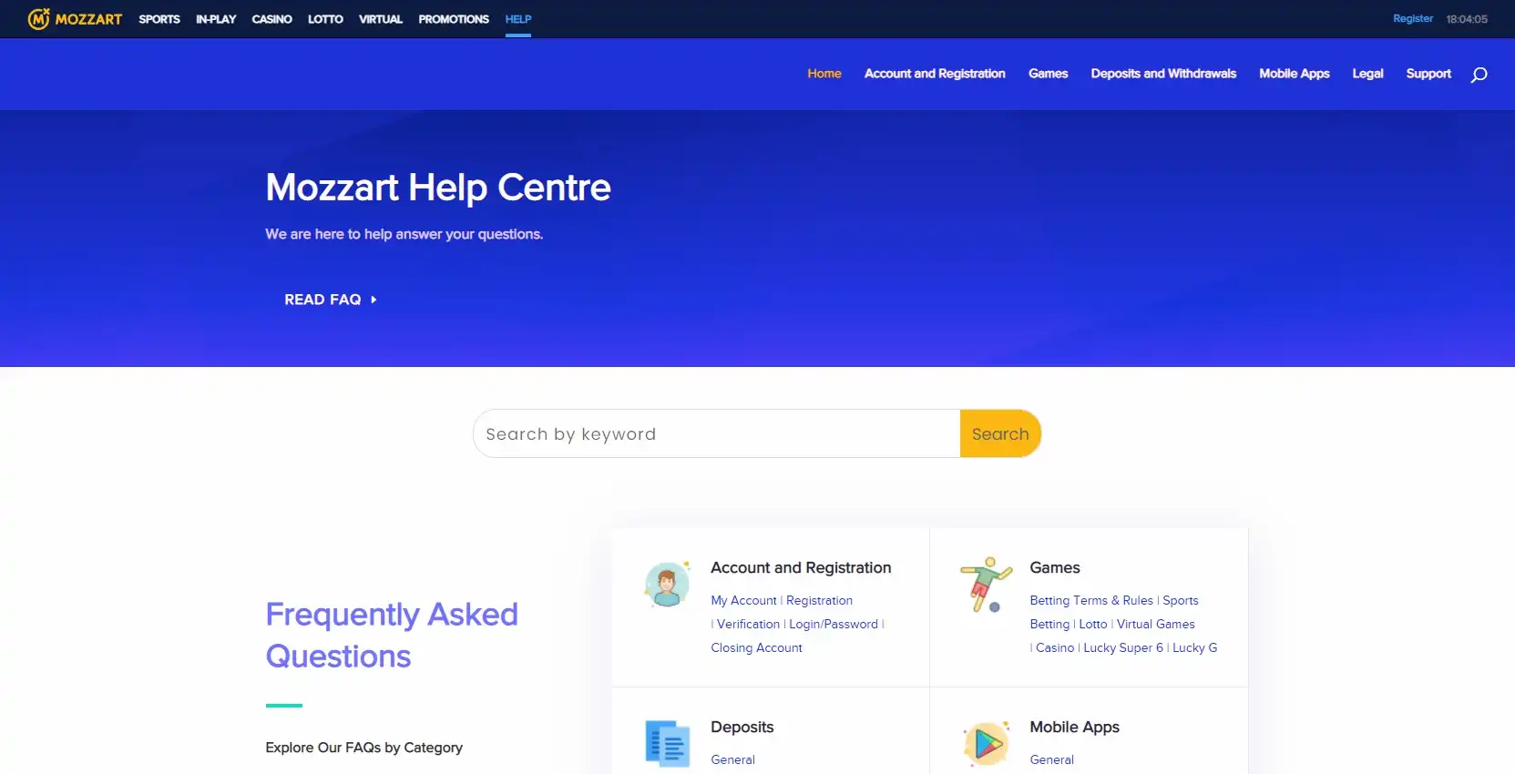 Mozzart Casino Support