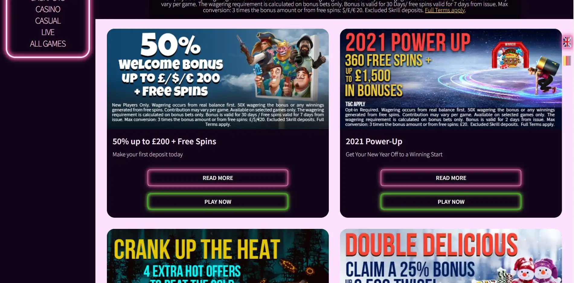 MrJackVegas Casino No Deposit Bonus