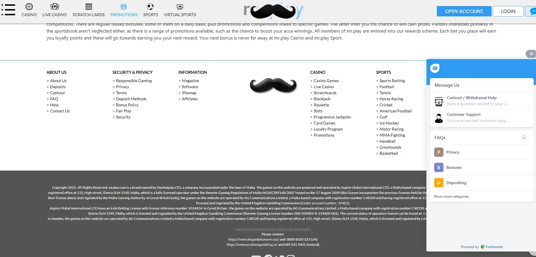 Mr Play Casino Support