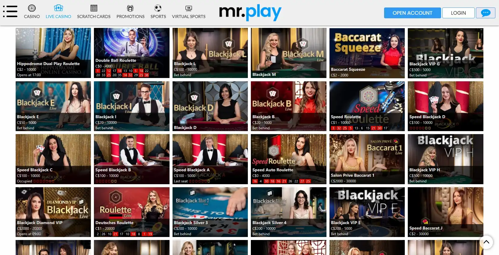 Mr Play Casino Live Dealer Games