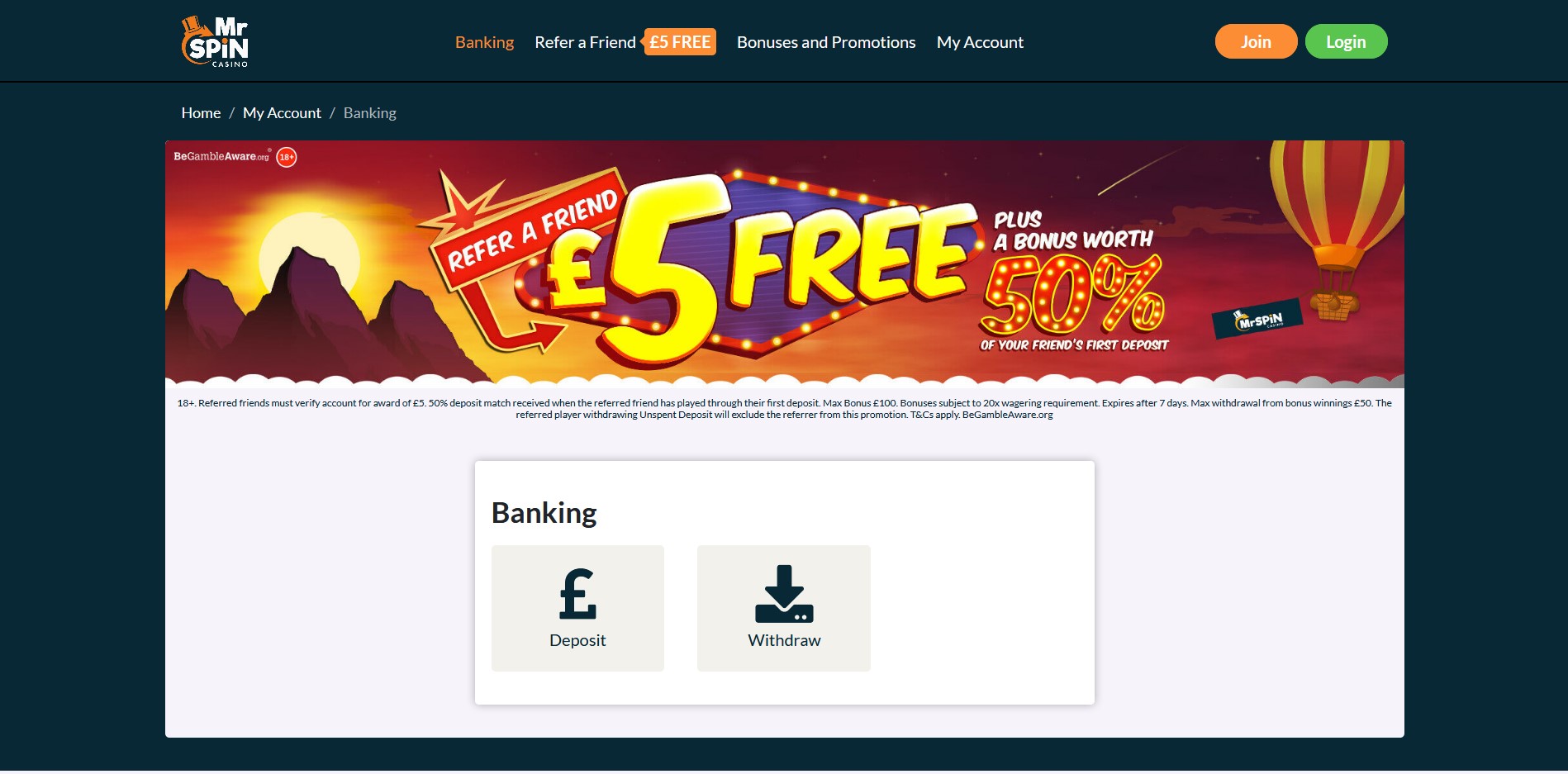 Mr Spin Casino UK Payment Methods