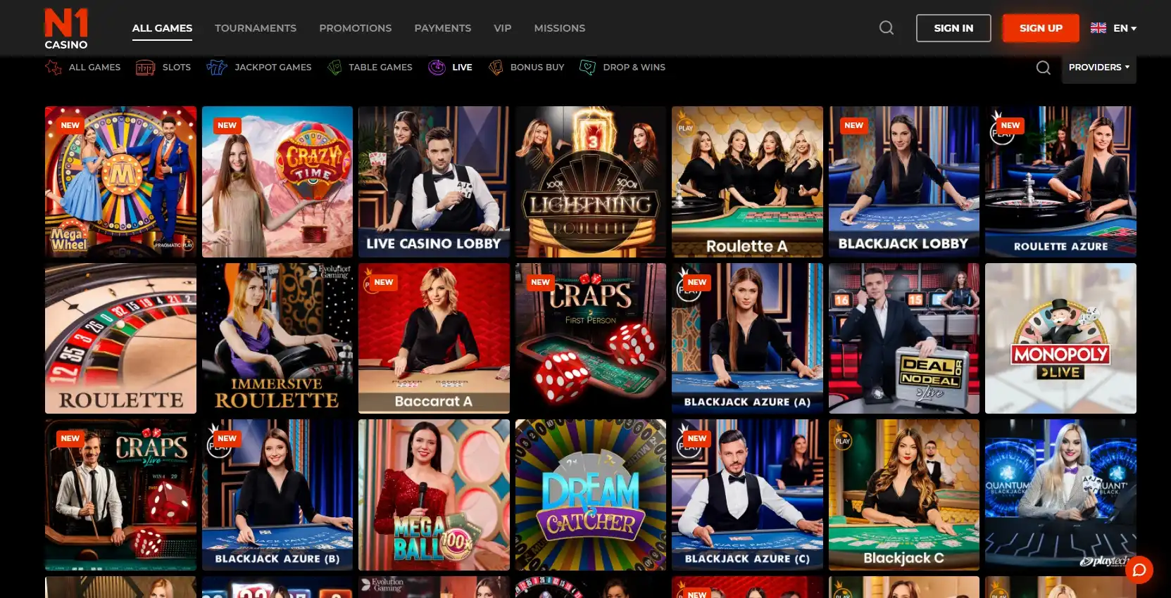 N1 Casino Live Dealer Games