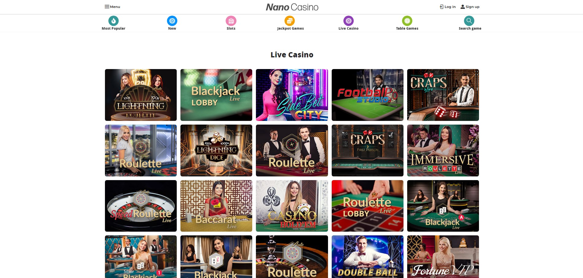 Nano Casino Live Dealer Games