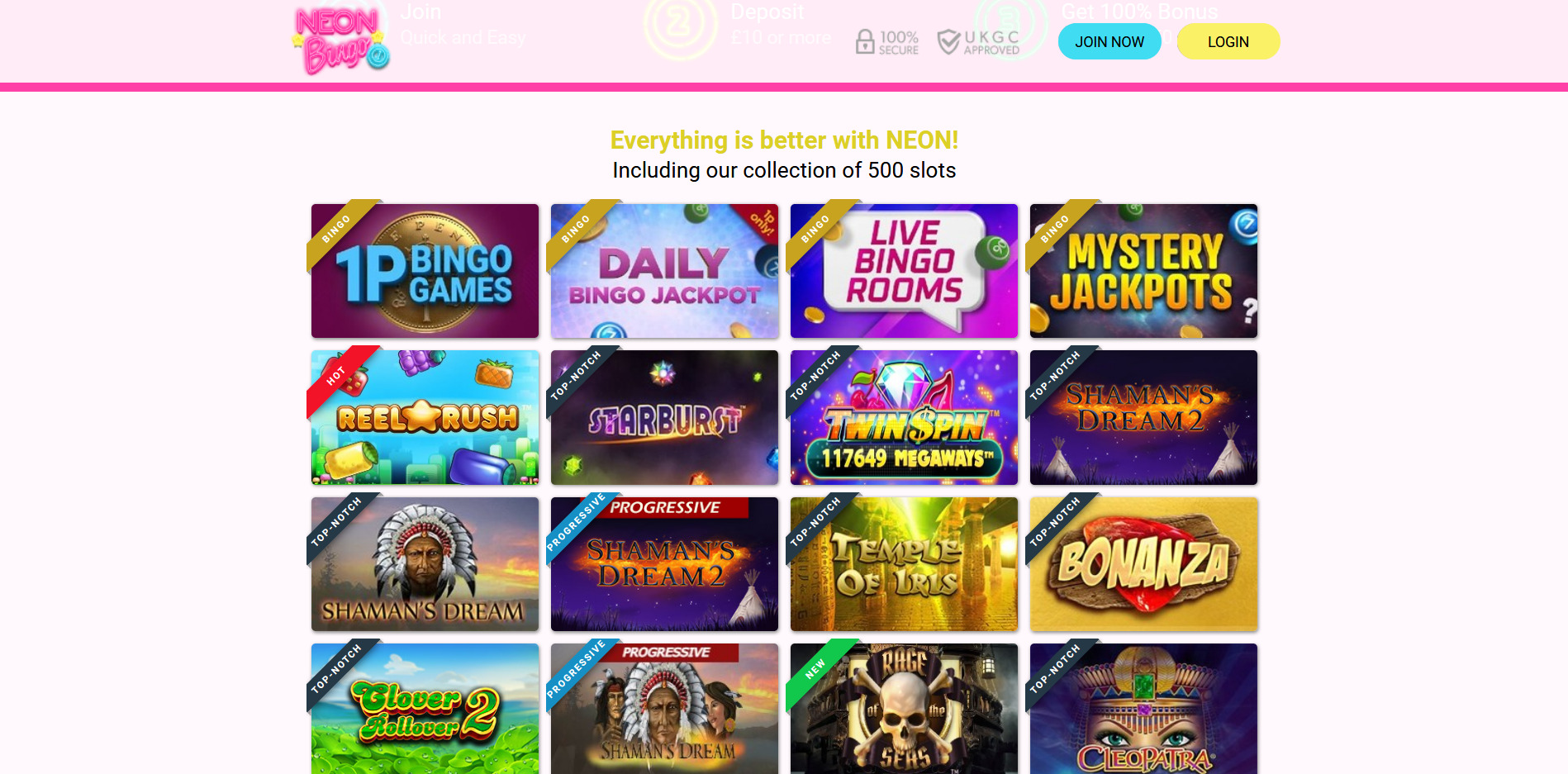 Neon Bingo Casino Games