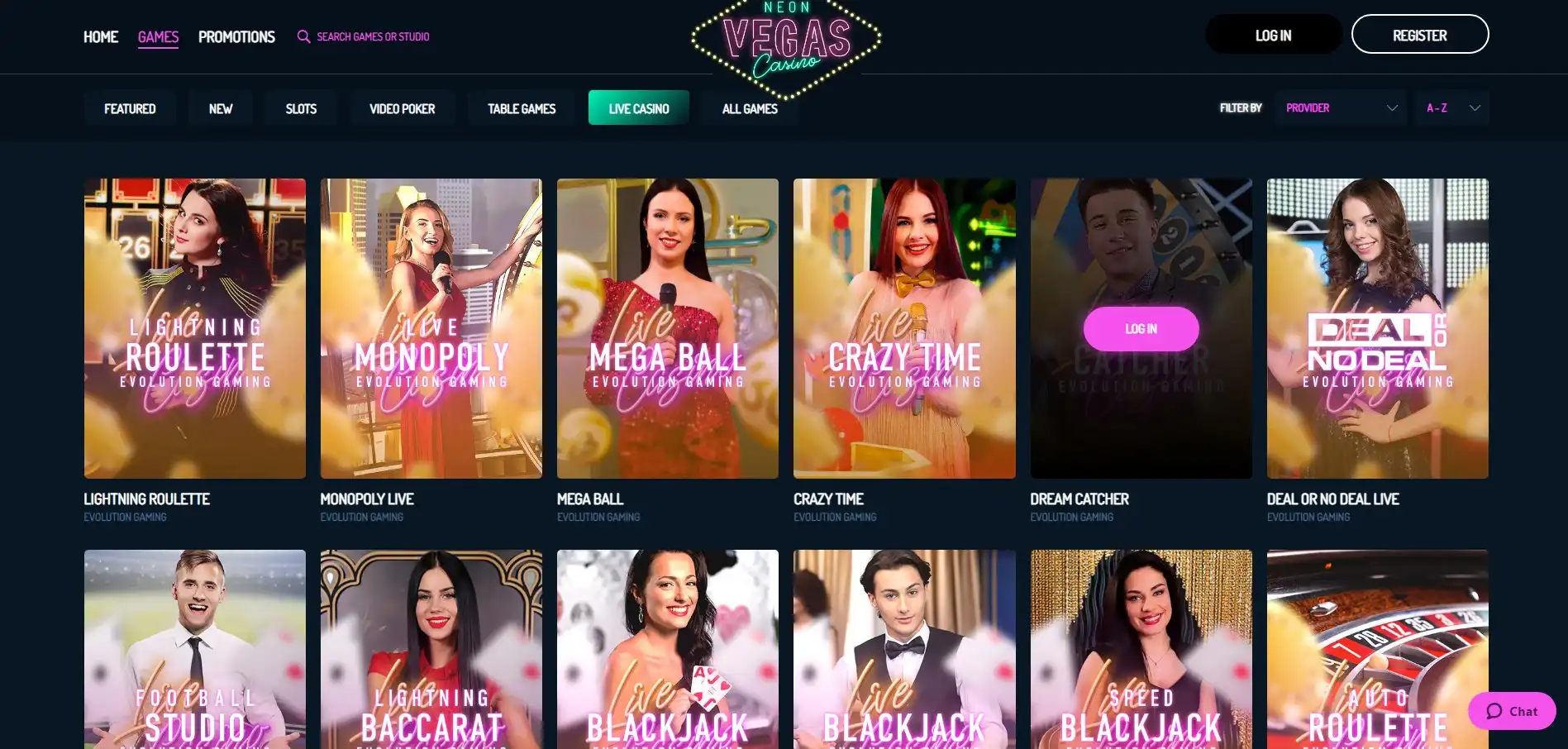 Neon Vegas Live Dealer Games