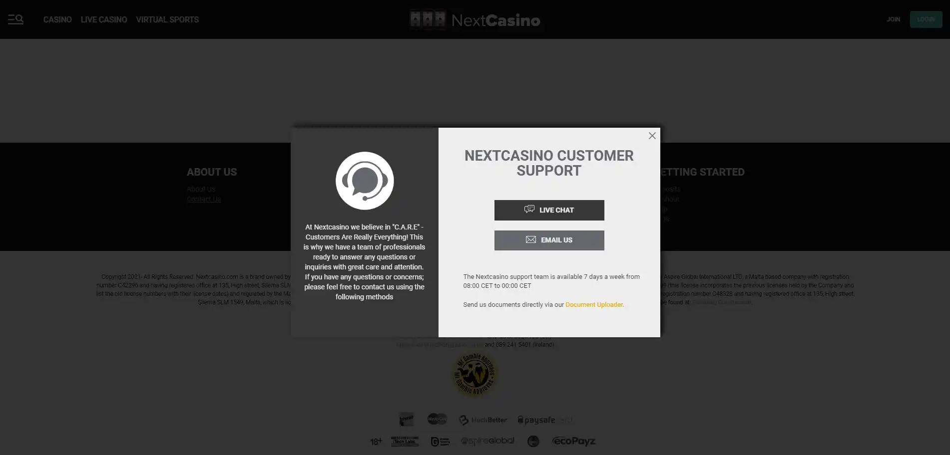 Next Casino Support