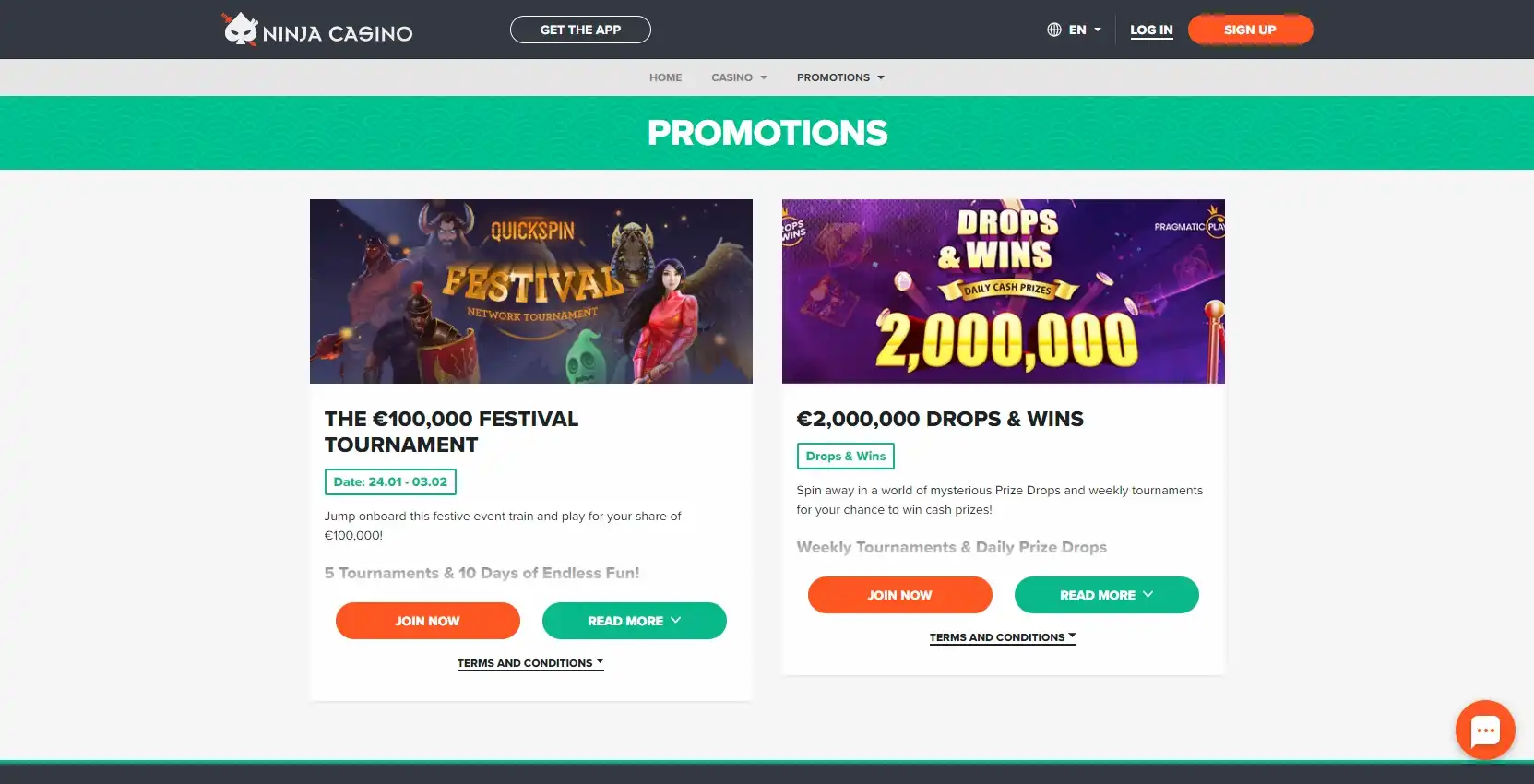 Ninja Casino No Deposit Bonus
