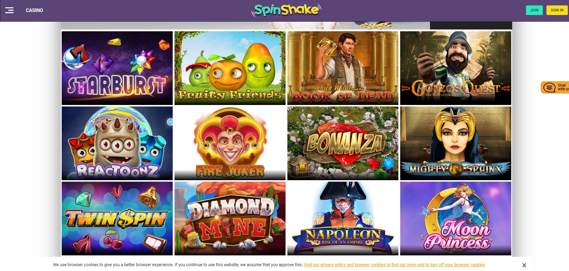 Spin Shake Casino Norway Games
