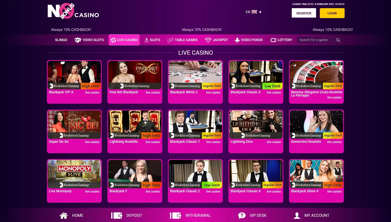 Nobonus Casino No Deposit Bonus