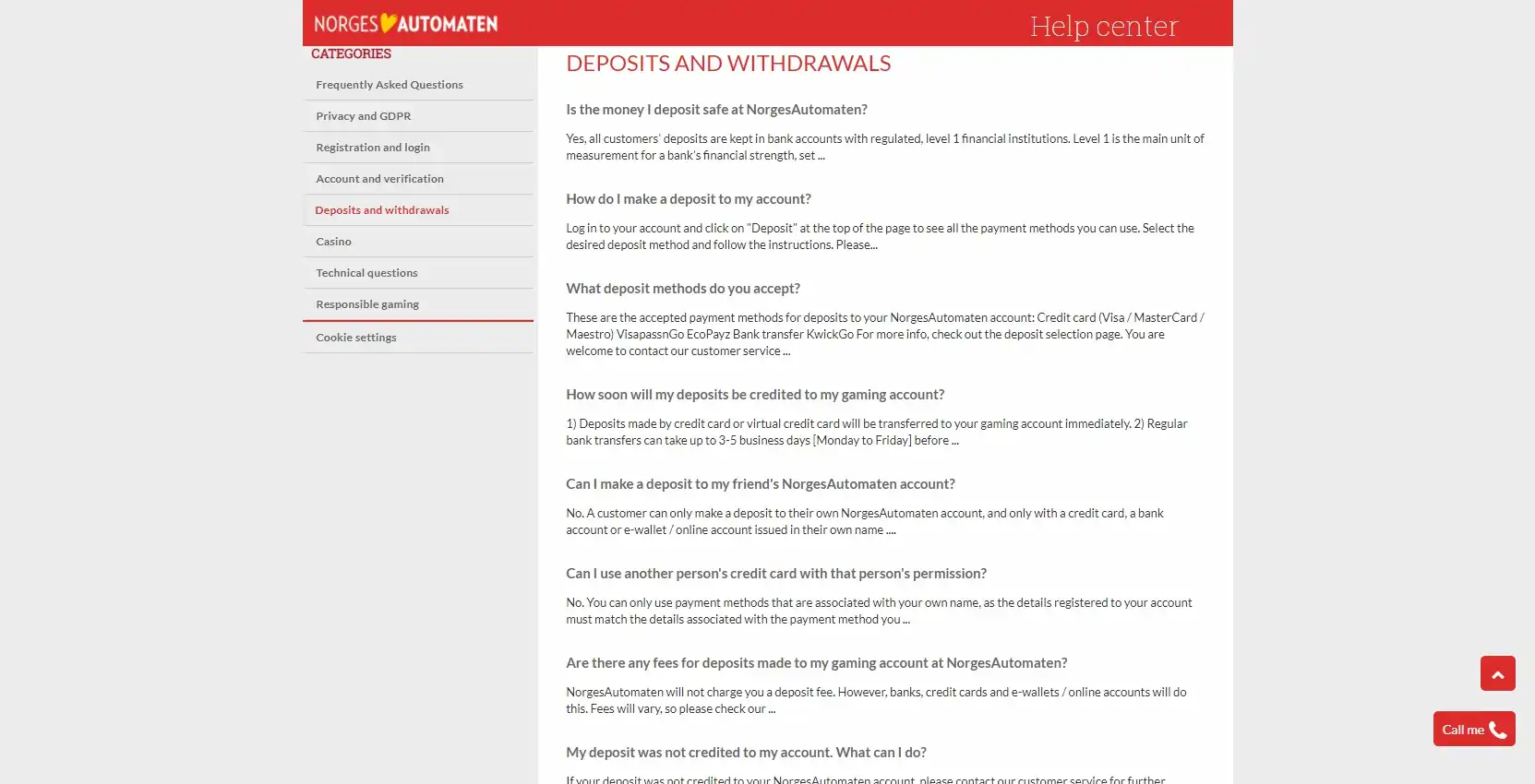 NorgesAutomaten Casino Payment Methods