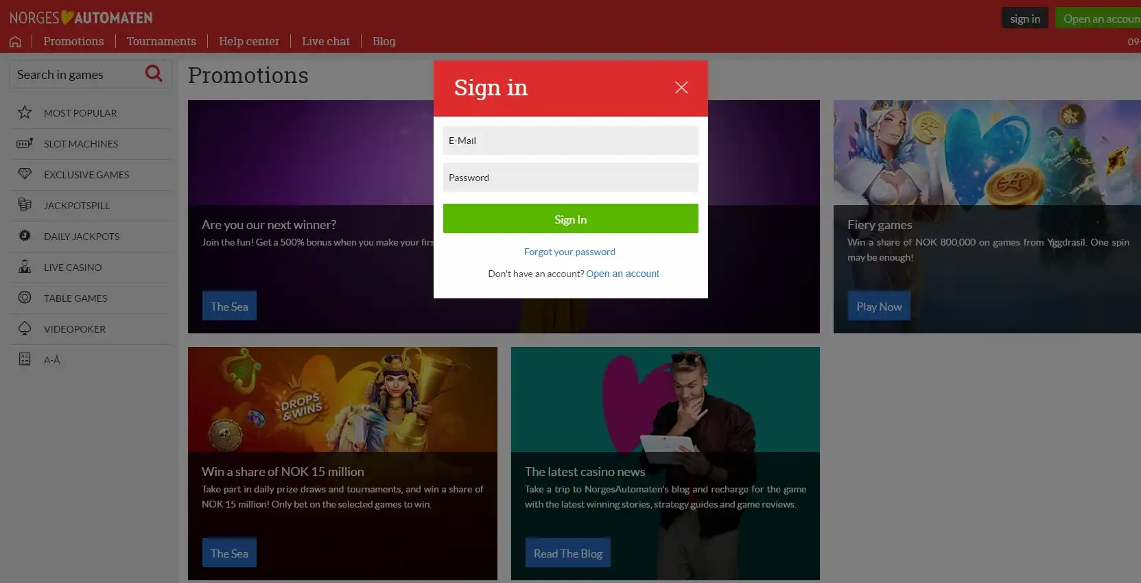 NorgesAutomaten Casino Login