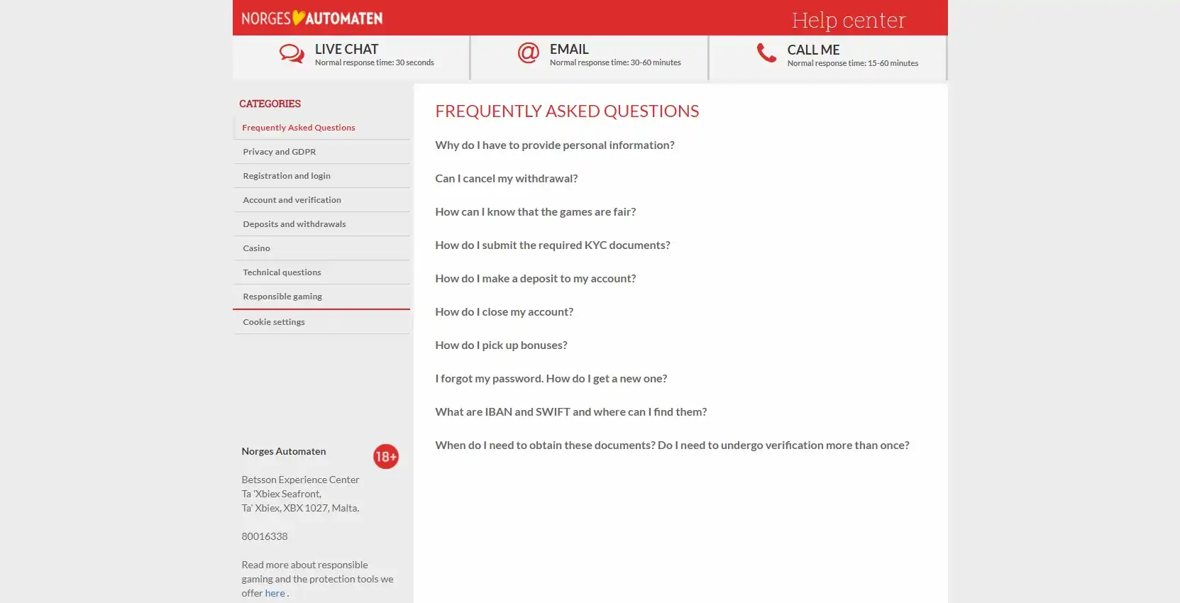 NorgesAutomaten Casino Support