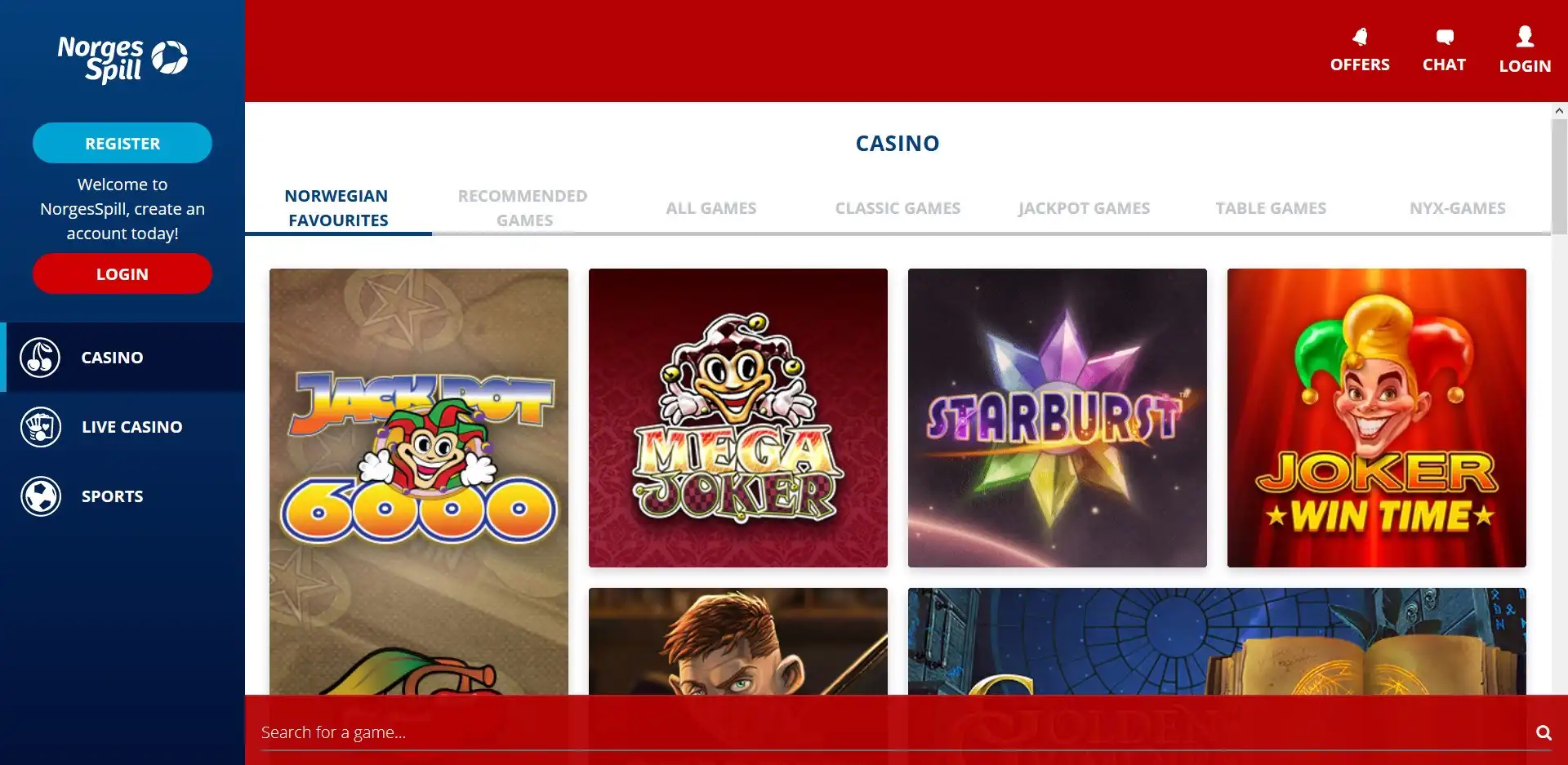 Norgesspill Casino Games