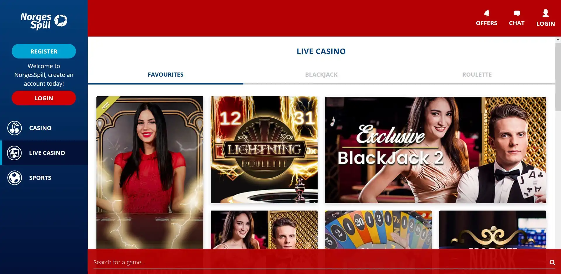 Norgesspill Casino Live Dealer Games