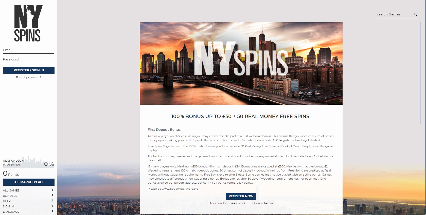 NYspins Casino No Deposit Bonus