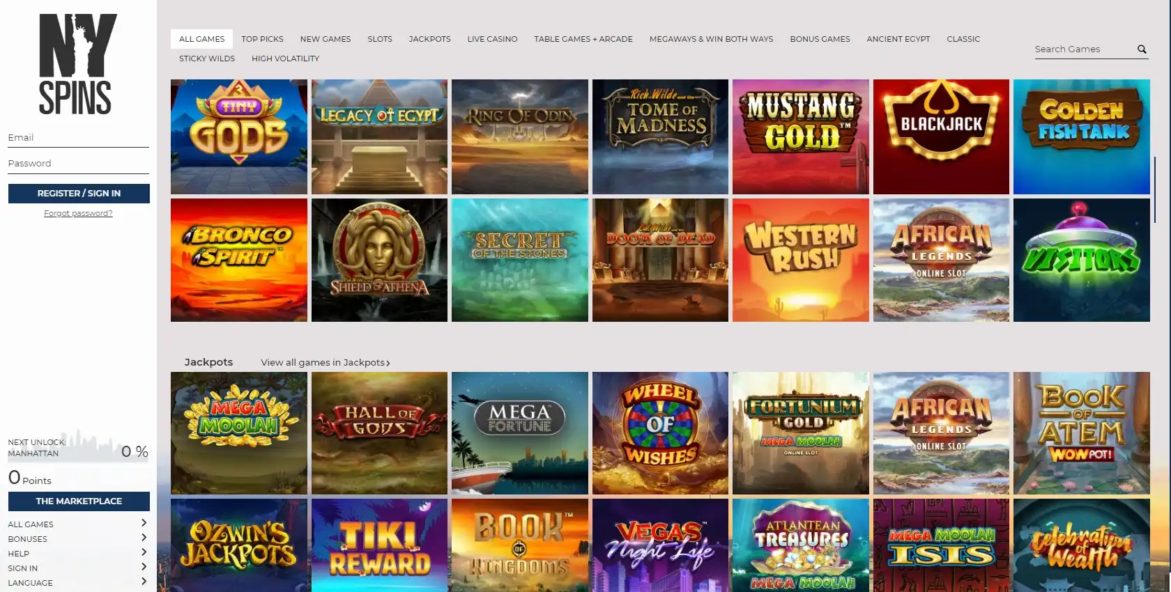 NYspins Casino Games