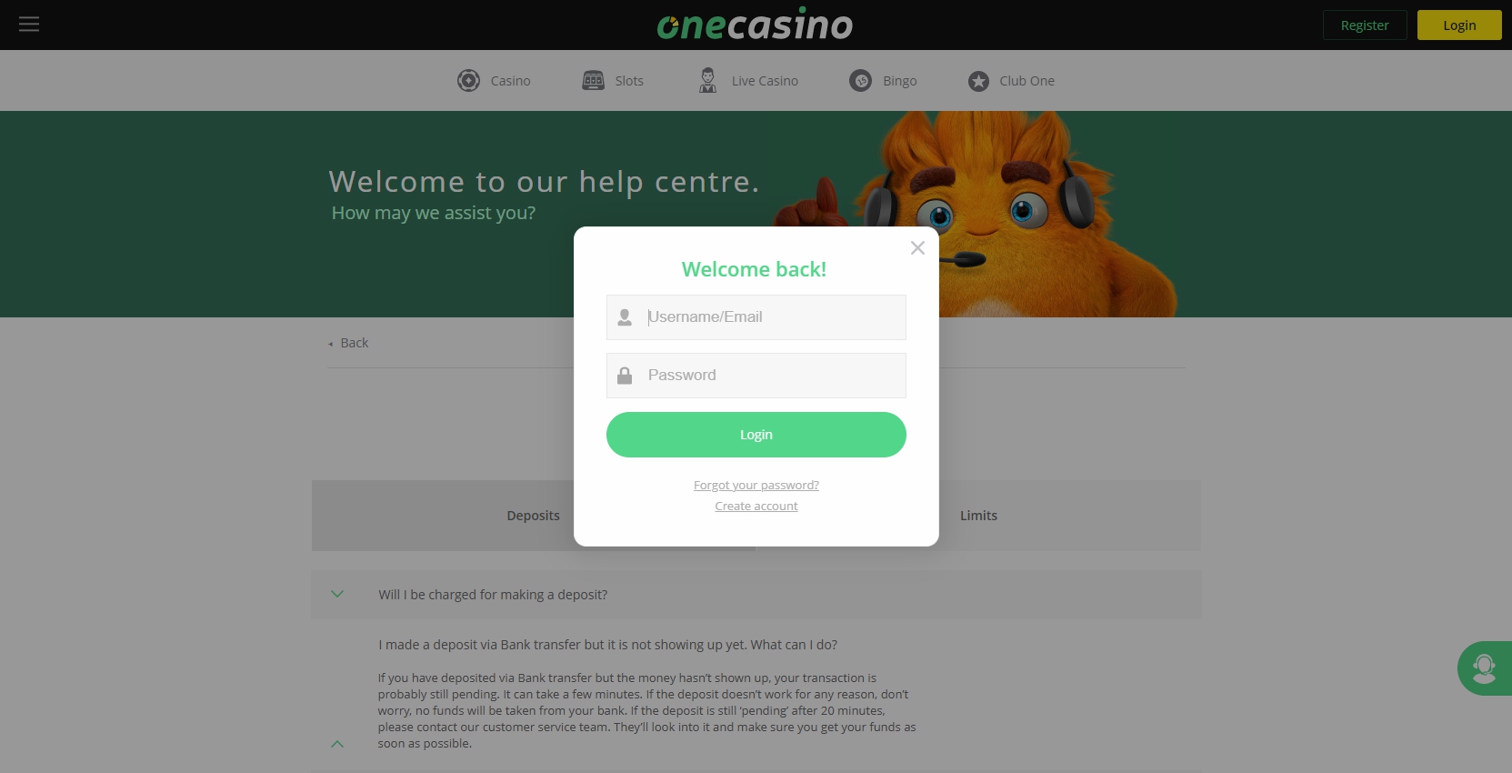 One Casino Login