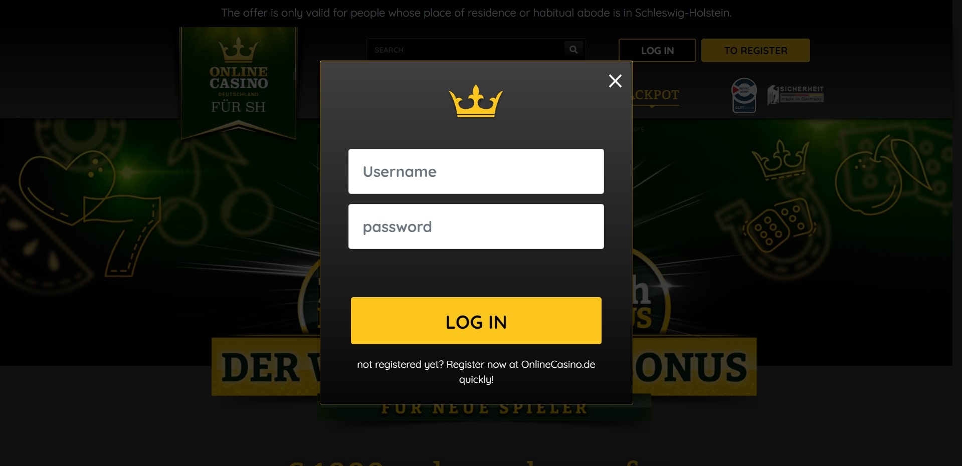 OnlineCasino Germany Login