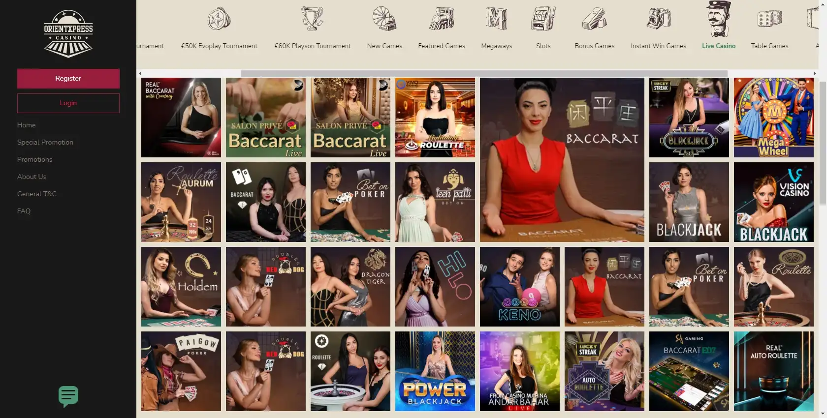 Orient Xpress Casino Live Dealer Games