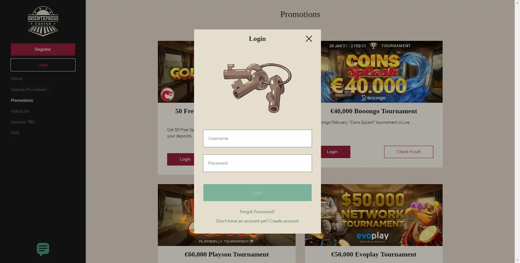 Orient Xpress Casino Login