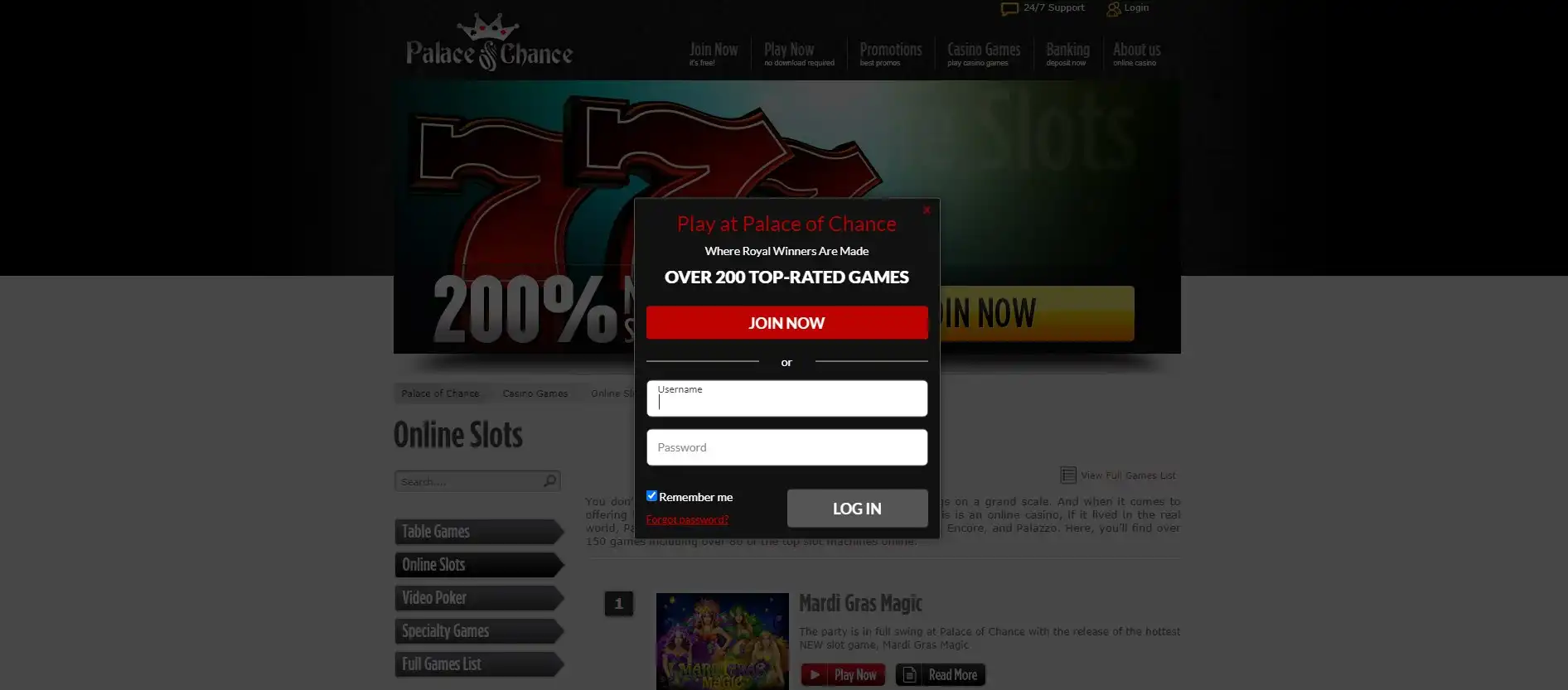 Palace Of Chance Casino Login