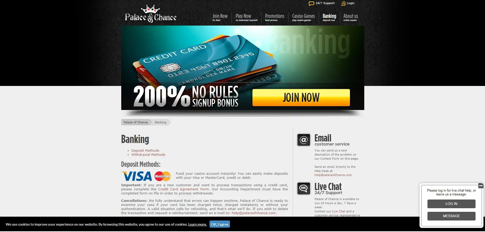 Palace Of Chance Casino Support