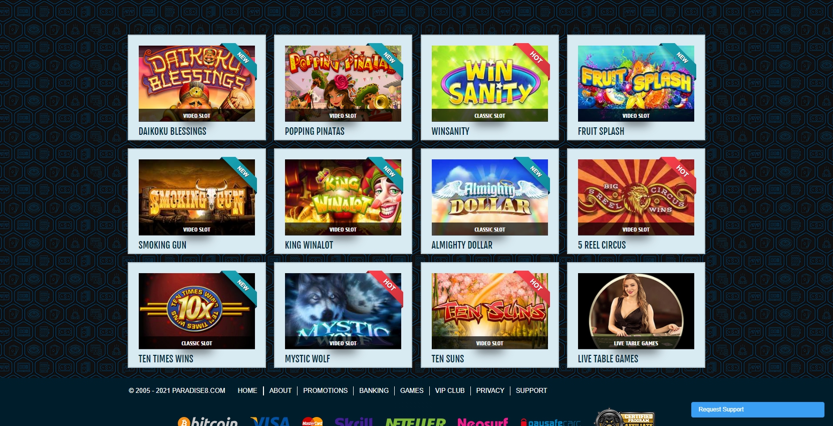 Paradise 8 Casino Games