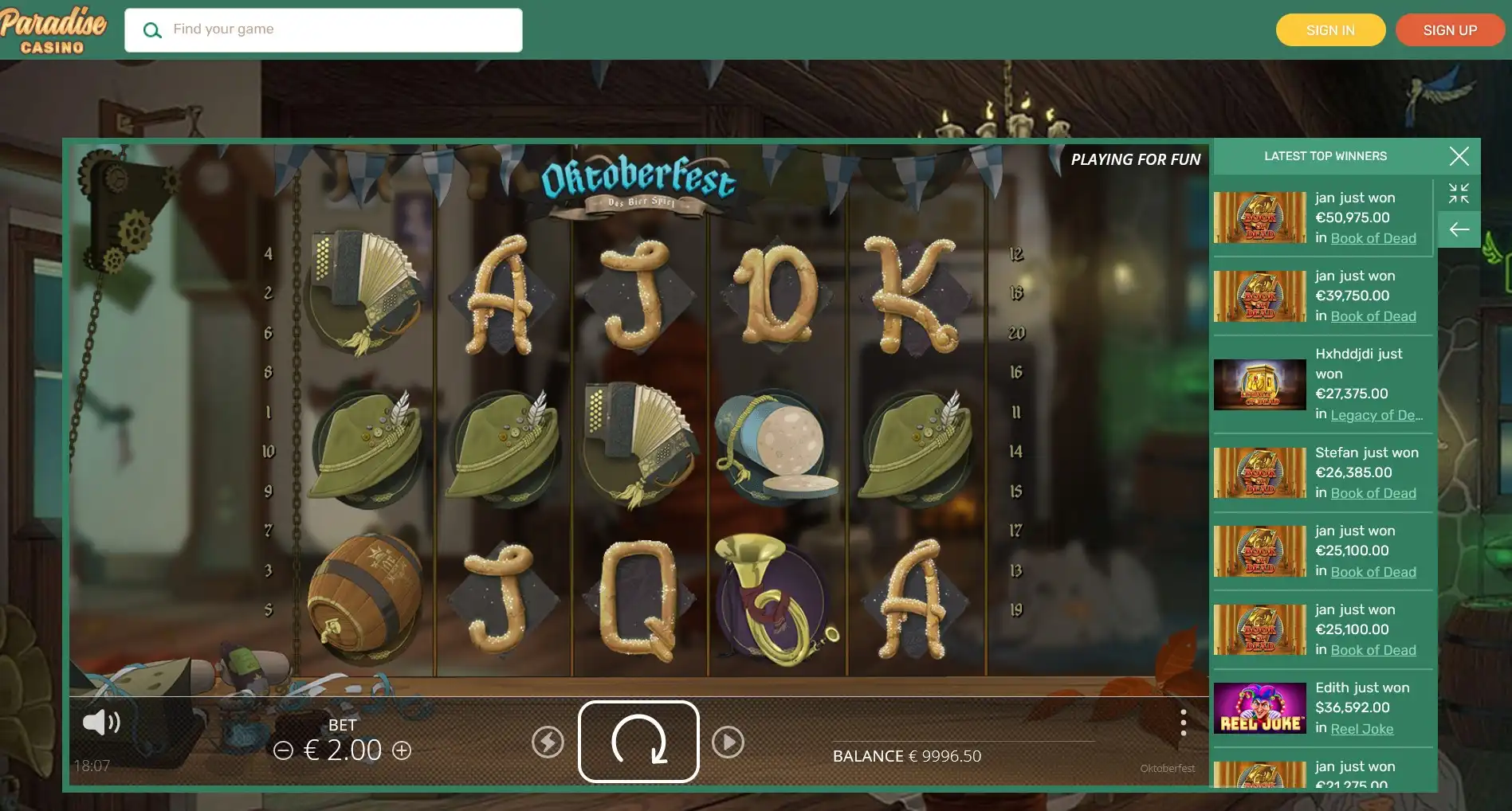 Paradise Casino Slot Games