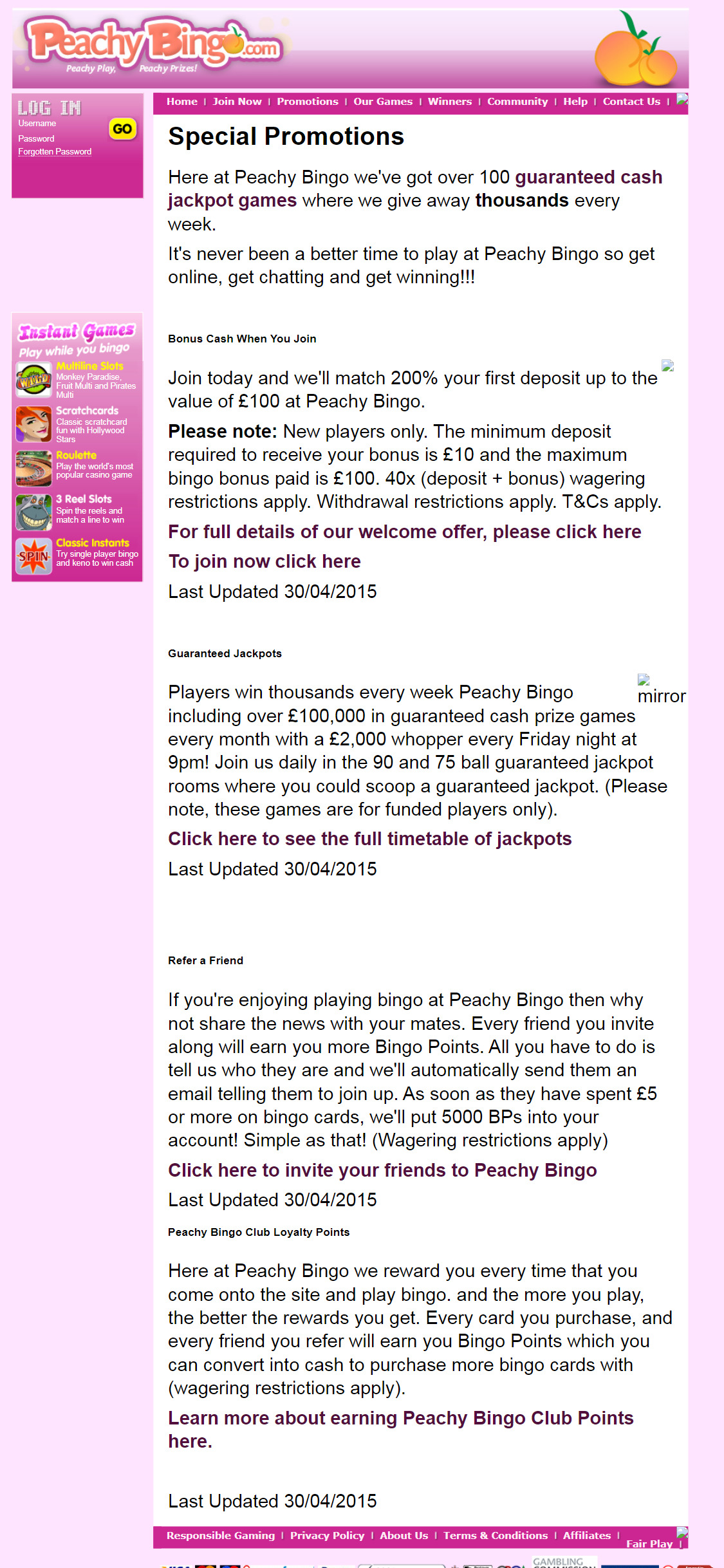Peachy Bingo Casino Mobile No Deposit Bonus Review