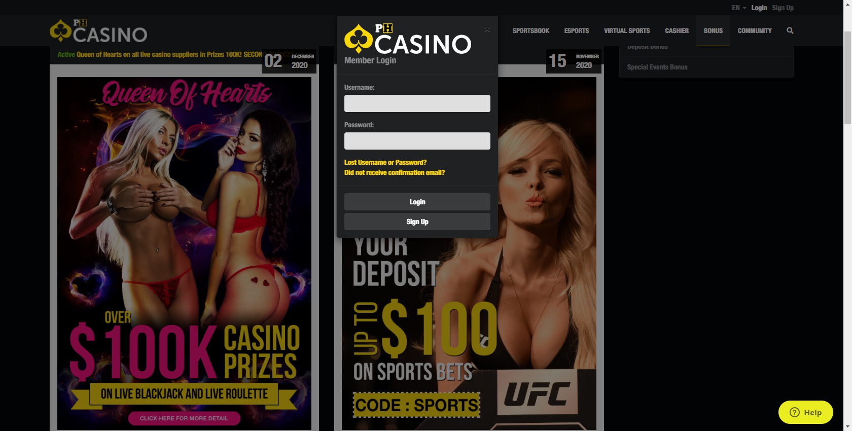 PornHub Casino Login