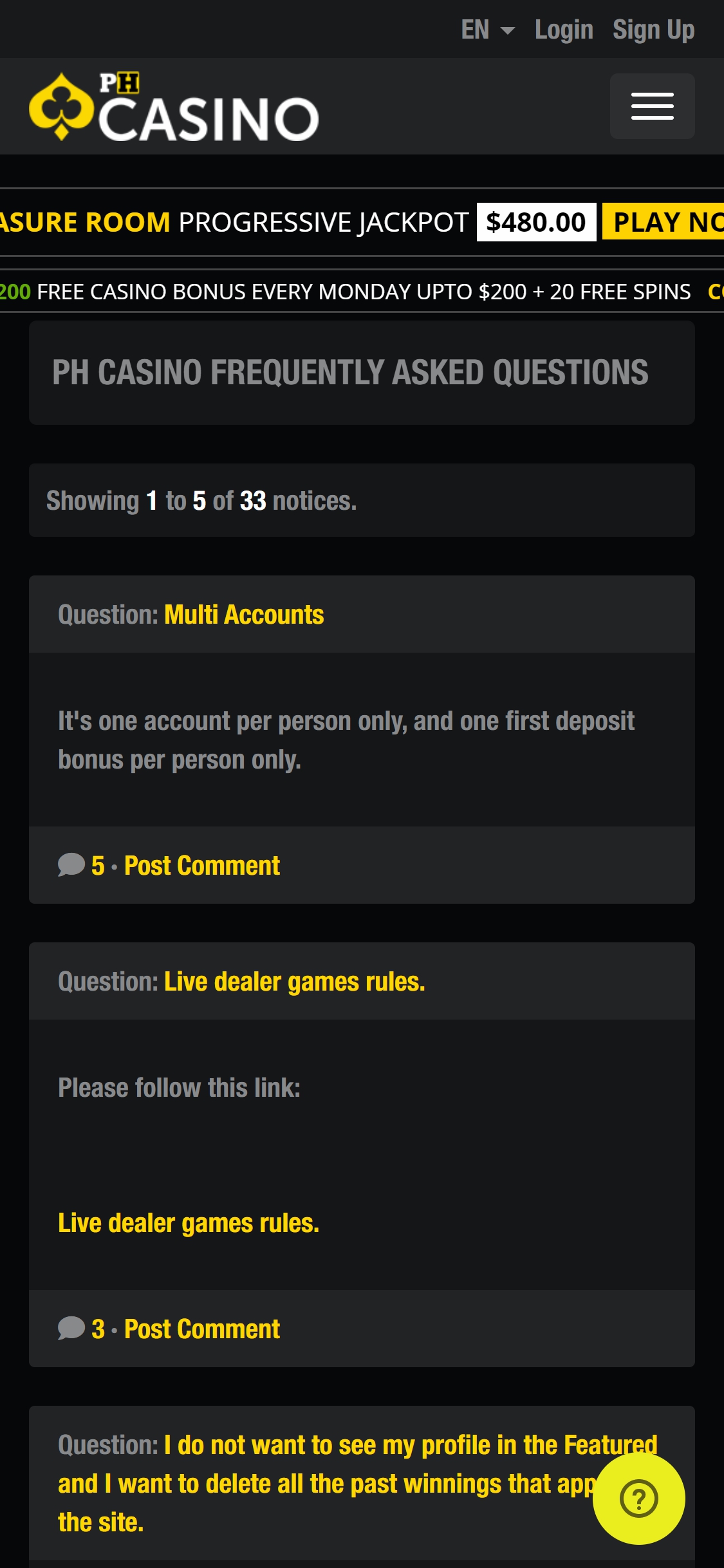 PornHub Casino Mobile Support Review