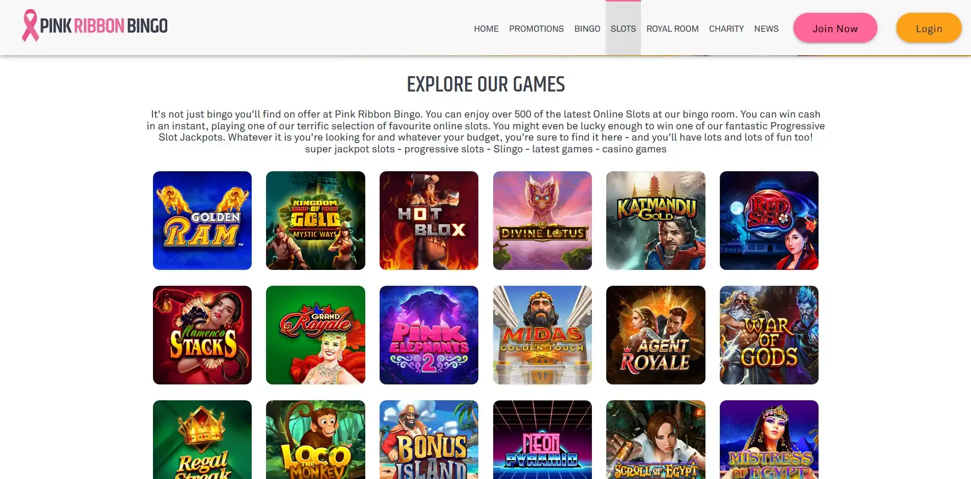 Pink Ribbon Bingo Casino Games
