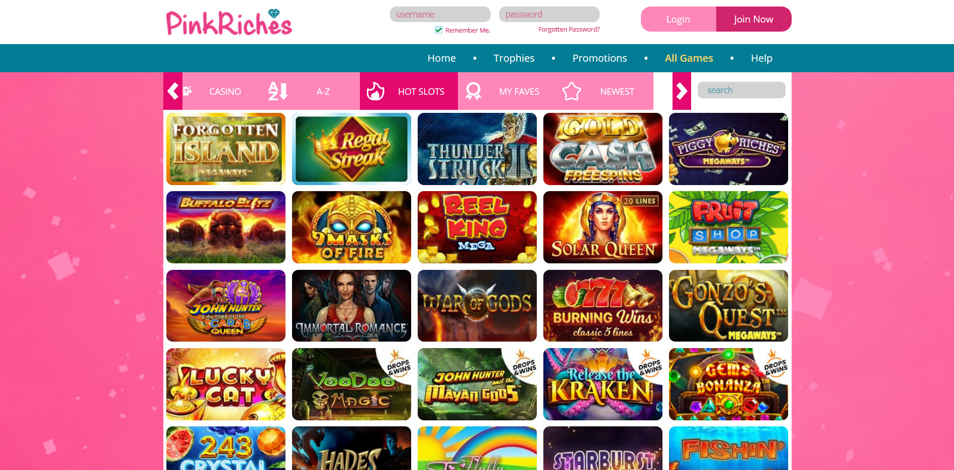 Pink Riches Casino Games