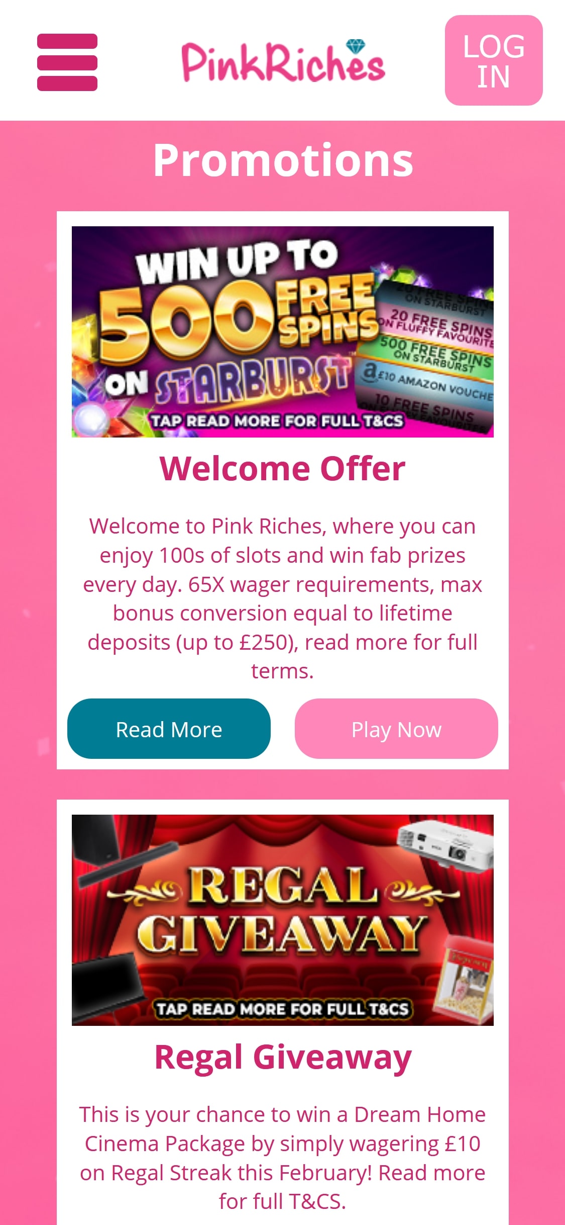 Pink Riches Casino Mobile No Deposit Bonus Review