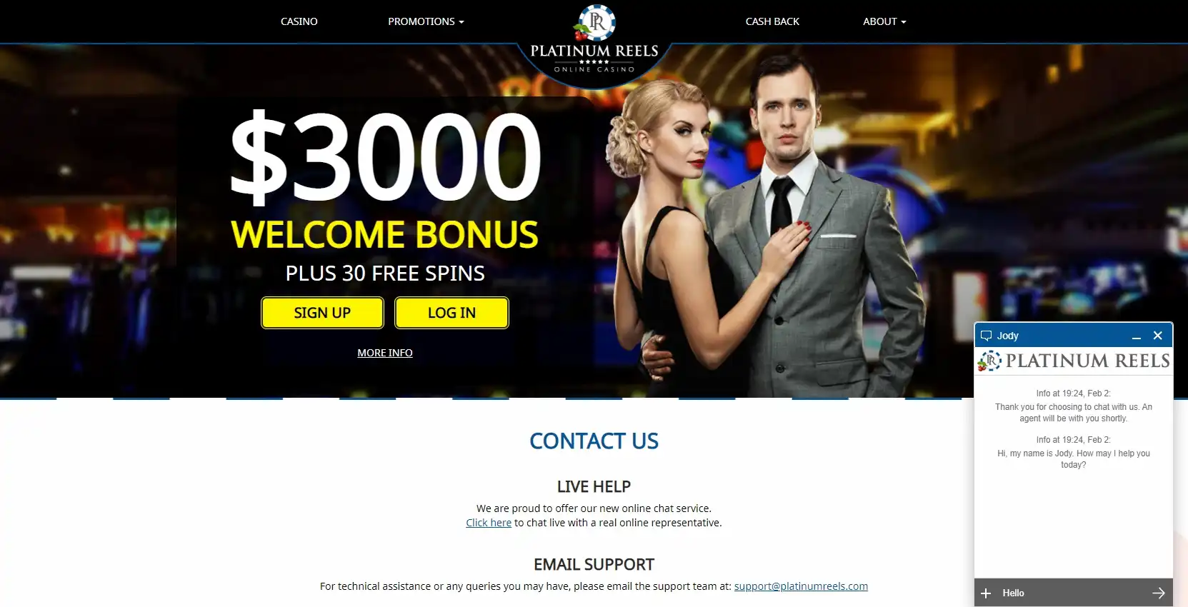 Platinum Reels Casino Support