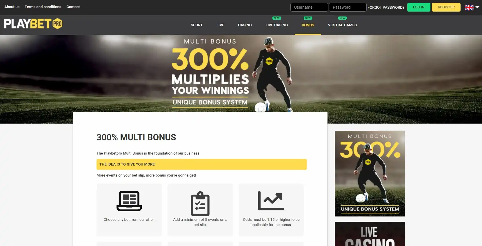 Play Bet Pro Casino Login