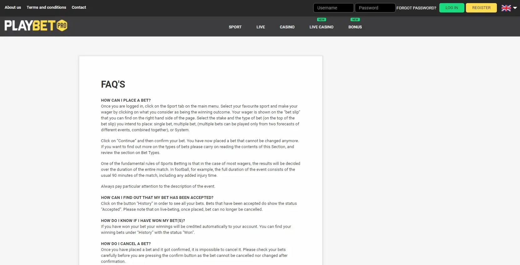 Play Bet Pro Casino Support