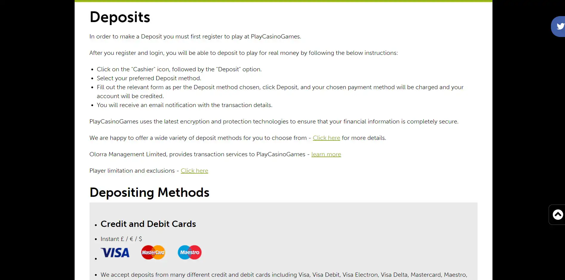 Play Casino Games Payment Methods