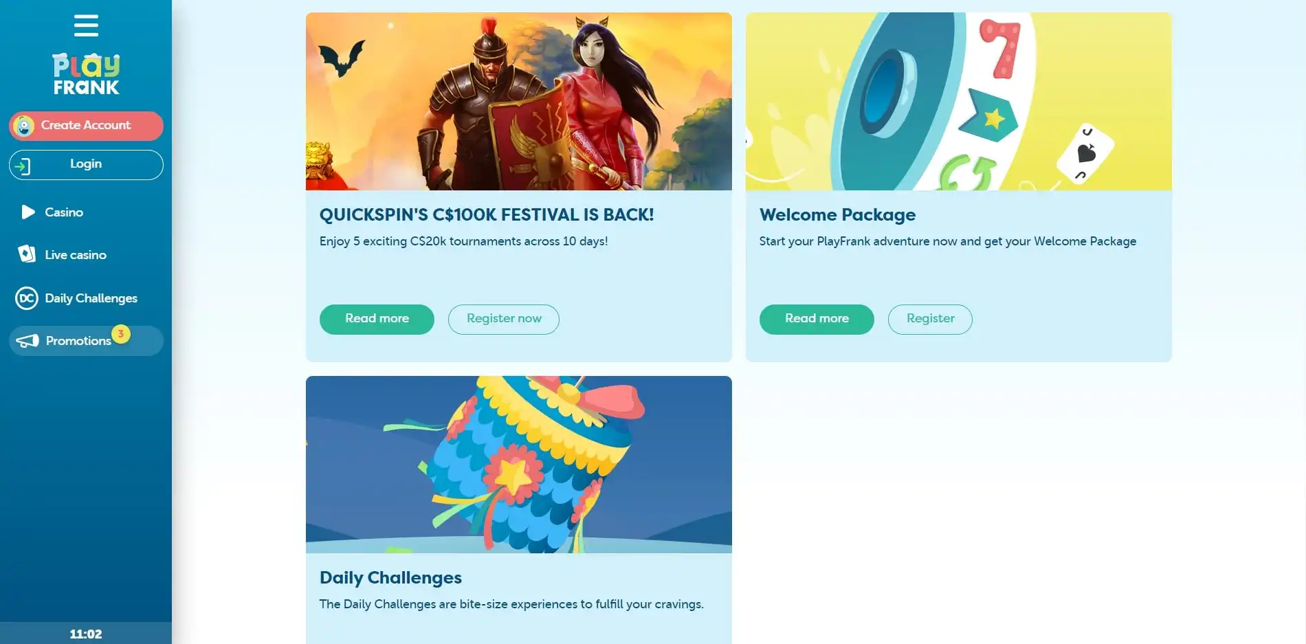 Play Frank Casino No Deposit Bonus