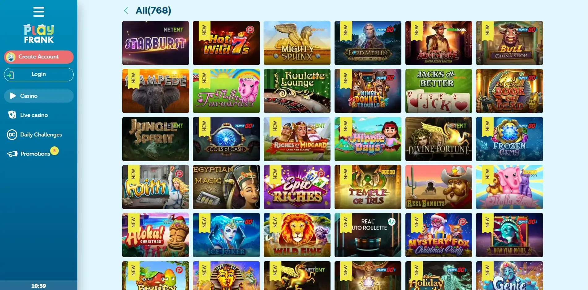 Play Frank Casino Games