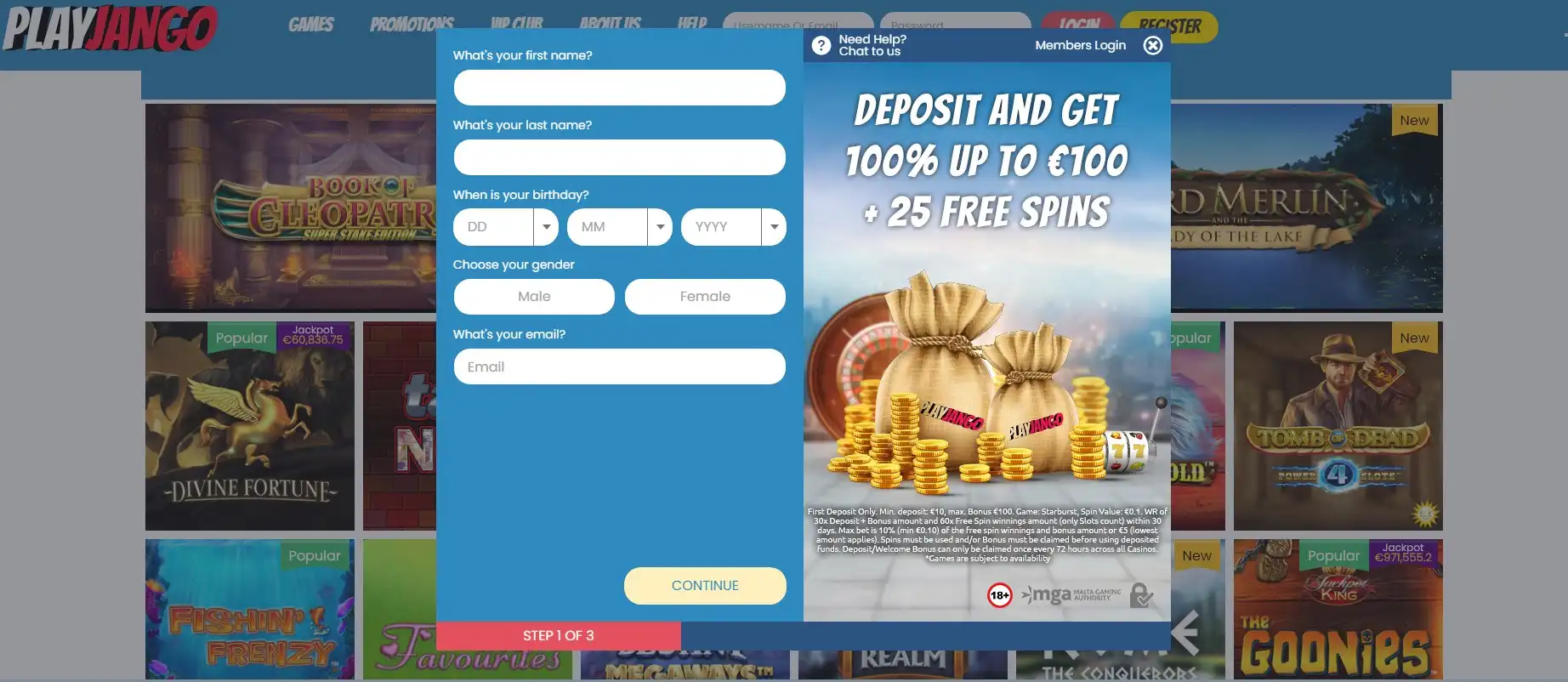 PlayJango Casino Login