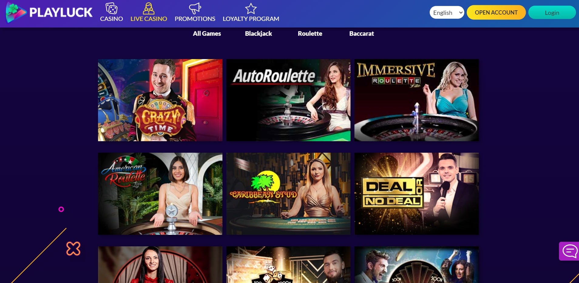 Playluck Casino Live Dealer Games