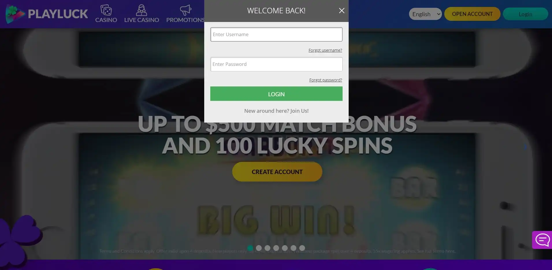 Playluck Casino Login