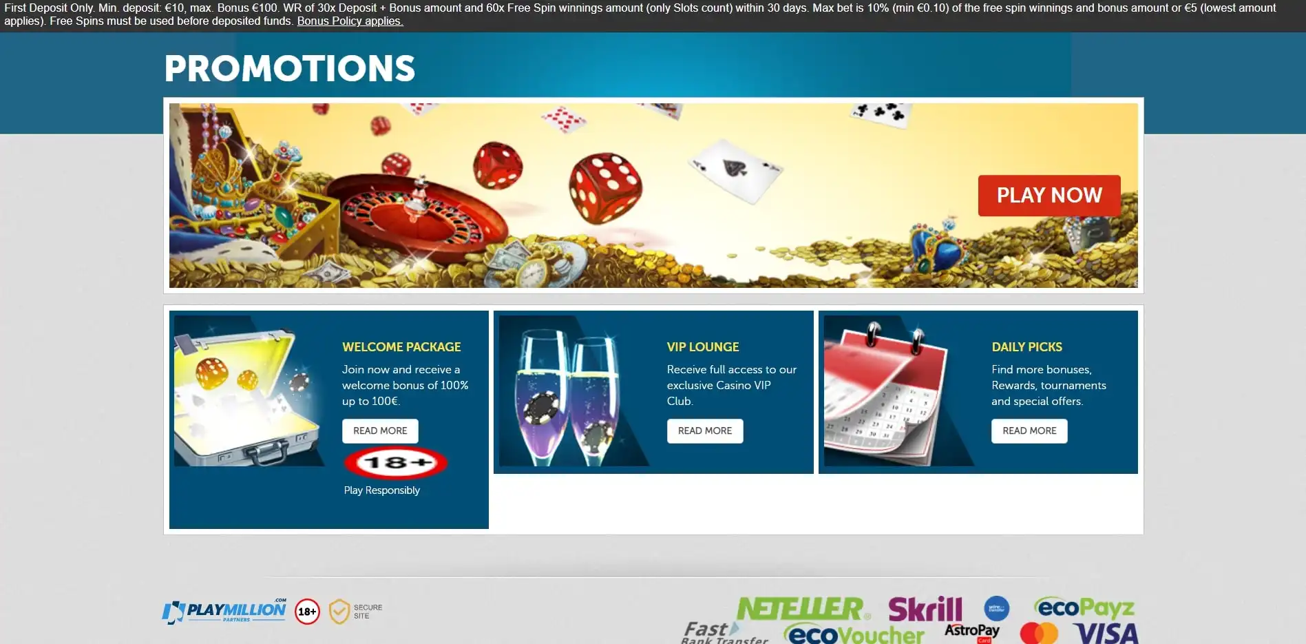 PlayMillion Casino No Deposit Bonus