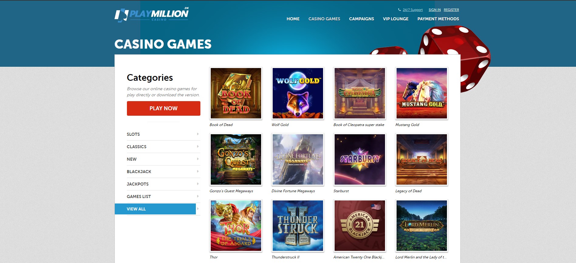PlayMillion DK Casino Games